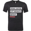 Load image into Gallery viewer, Drink Coffee, Lift Weights, Repeat t-shirt by Cannonball Coffee. Athletic fit